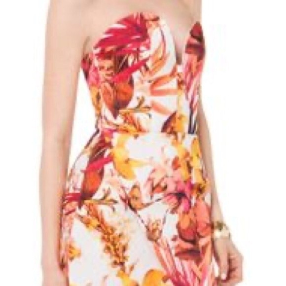 Cameo Empire Tropical Print Strapless Mini Dress M - Picture 14 of 15